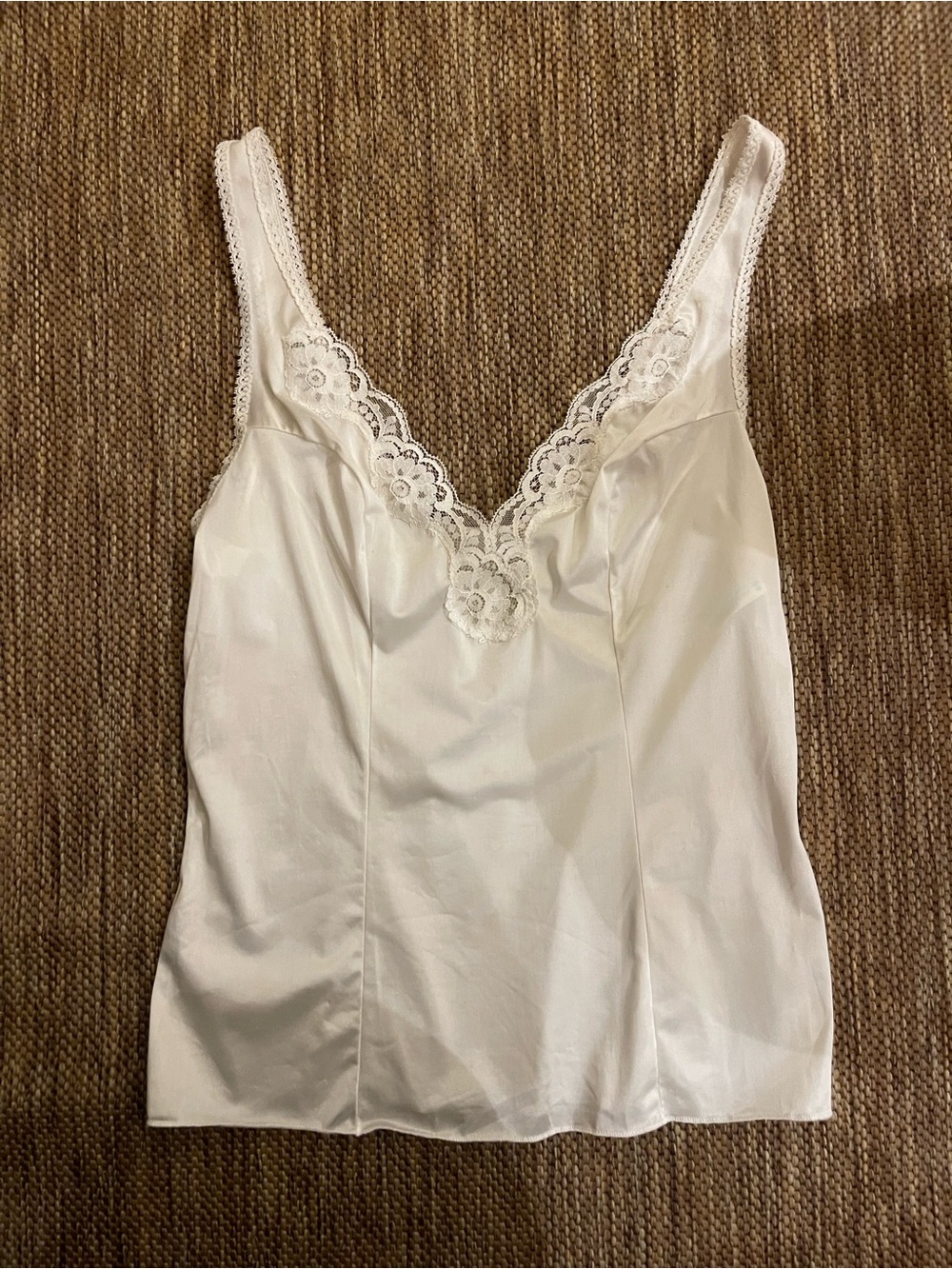 Vintage Satin White Camisole Lace Top